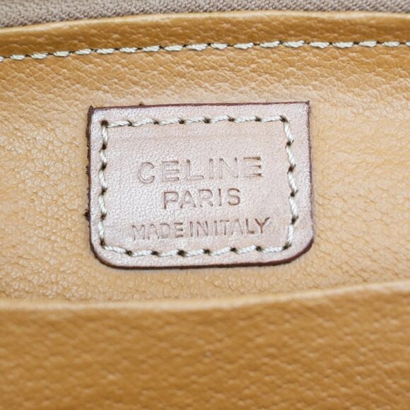 CELINE Logo Macadam Pattern Pouch Bag PVC Leather Brown GHW Italy - Picture 14 of 16